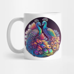 Majestic Colourful Peacocks Neon Mug